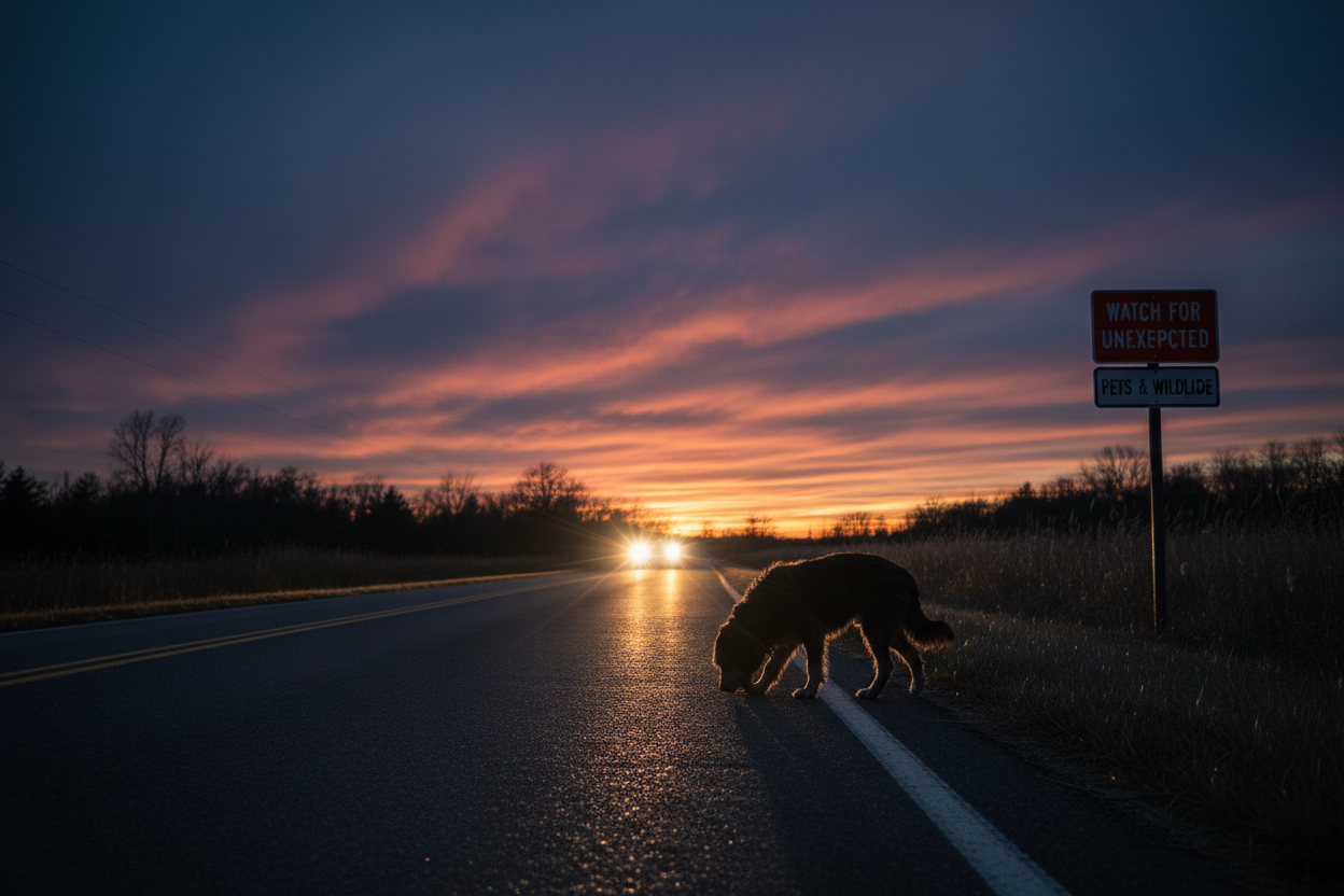 Low visibility after sunset
Drivers don’t expect pets near the road
One moment can turn into an accident